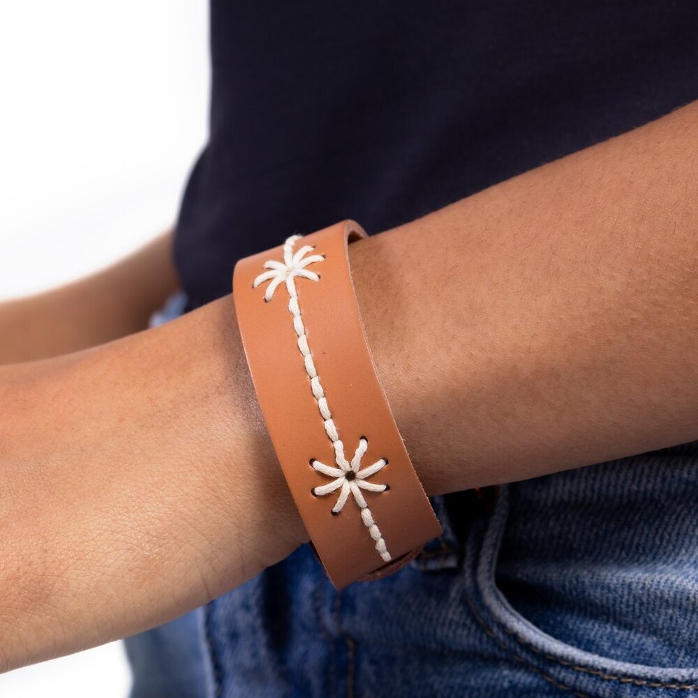 Cross-Stitched Gardens - White Bracelet